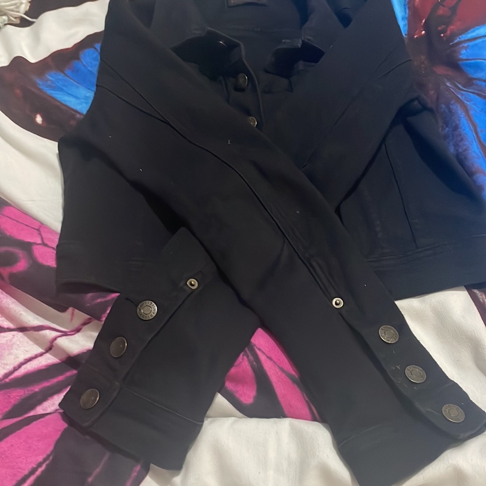 size 8 pilgrim black denim jacket - Picture 2 of 3